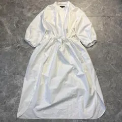 美品♡ドゥロワー　ロングシャツ　ワンピース　マキシ丈　シャーリング　白 38