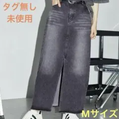 Anchor Smith スリット デニム ロング スカート ブラック 黒