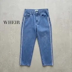 WHEIR ウェア ラインデザイン ワイドデニムパンツ カーブ ライトブルーのサムネイル