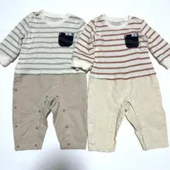 Lee ストライプロンパース 80cm 2着セット 双子