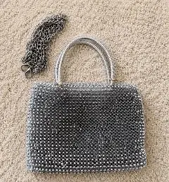 ワイヤーショルダーバッグ ハンドメイド シルバー - メルカリ