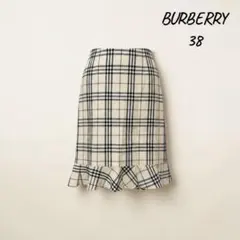 BURBERRY BLUE LABELノバチェックスカート 38フリルバーバリー