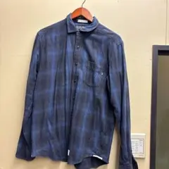 DELUXE デラックス オンブレチェックシャツ 長袖 黒 S サイドポケット