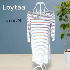 Loytaa ボートネック ボーダー チュニック カットソー Tシャツ M 綿