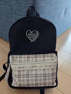 チェック柄リュック 黒