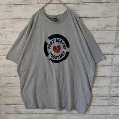 アメリカ古着半袖Tシャツビッグプリント　バンドT風ゆるだぼ3XLグレーB406