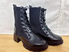 レースアップショートブーツ Lサイズ ブラック