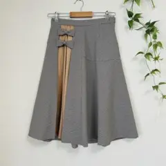 良品✨ Bon mercerie リボン付きフレアスカート 38 千鳥格子のサムネイル