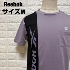 Reebokパープル ブラック Tシャツ M バイカラー 胸ポケット【2266】のサムネイル