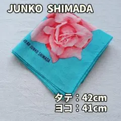 ジュンコシマダ ハンカチ 花柄 薔薇 青色 桃色 コットン ロゴ 【イ778】のサムネイル