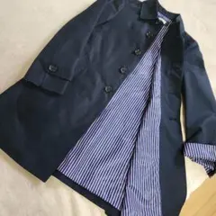 ☘️【ロペピクニック】メンズ ステンカラーコート コットン製 光沢 ブラック