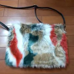 ファー ショルダーバッグ クラッチバッグ 2way カラーミックスファー