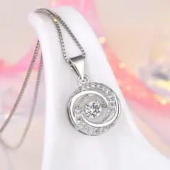 272N【揺れる】一粒CZダイヤネックレス シルバー 高見え 上品清楚系 
