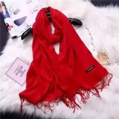 新品 ストール 大判 マフラー 赤 カシミヤタッチ 高級 パシュミナ トレンド