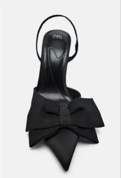 ZARA リボンディテール　ハイヒール パンプス ブラック 36 23-23.5