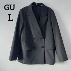 123様GU♡ジーユー　テーラードジャケット　ダブル【L】チェック柄　グレー長袖