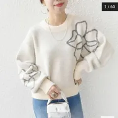 本日限定！【美品】SHIPS ジャカード フラワー ニット プルオーバー