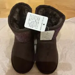 ムートンブーツキッズ　スノーブーツ19cm ブラウン茶色Harris Tweed