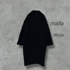 malla マーラ ボアロングコート ブラック ノーカラー 上品シルエットのサムネイル