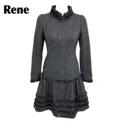 【美品】 Rene センタージップウール コート アンゴラカシミヤ混 32