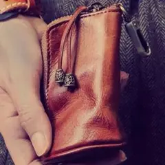 【本革】小銭入れ専用コイン&キーケースミニ財布　ブラウン