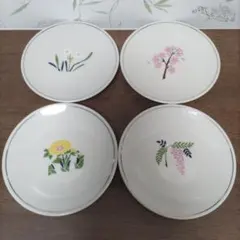 たち吉　花柄　陶器　小皿　4枚セット