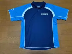 UMBRO　アンブロ　半袖メッシュポロシャツ　Lサイズ　ネイビー×ターコイズ