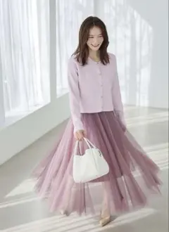 【未使用】フィフス/fifth チュールロングスカート　ダスティーピンク　S