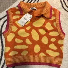 ZARA ノースリーブニット M オレンジ