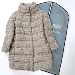美品★HERNO ヘルノ ツイード ダウンコート ガーメント付 44