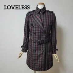 ほぼ未使用】LOVELESSラブレス チェックコンビバルーントレンチコート 