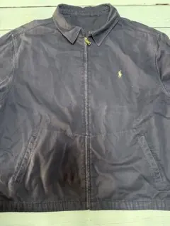 90s ラルフローレン スイングトップ 紺 襟裏チェック 短丈 XL