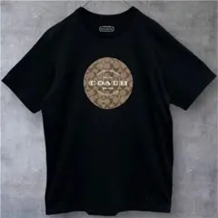 コーチ【鑑定済み】極美品✨シグネチャープリントTシャツ｜ロゴ刺繍｜ブラック｜Mのサムネイル