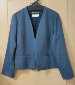 ネイビー ノーカラージャケット