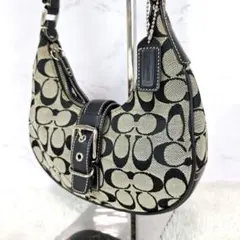 美品✨COACH　ハーフムーン　ショルダー　ハンドバッグ　ネイビー