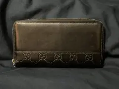 GUCCI グッチシマ　GG柄　ラウンドファスナー　レザー　長財布