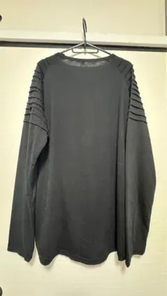 プリーツデザイン 長袖カットソー 黒