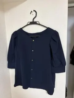 【美品】ROPÉ PICNIC ネイビー パフスリーブ ブラウス 38