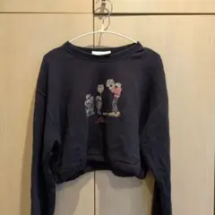 レフトアローン leftalone リメイク刺繍 ネイビートレーナー