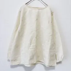 セルフサービス【L】刺繍入りブラウス 長袖 リネン混 ナチュラル 生成りのサムネイル
