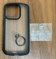 ELECOM iPhone15Pro用リング付きケース ストラップホール付き