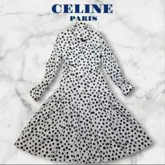 【希少】CELINE セリーヌドット柄 ロングワンピース トランプ柄 フレアのサムネイル