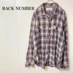 バックナンバー　シャツ　ＸＬ　長袖　チェック　ネルシャツ　ホワイト　グレー　白