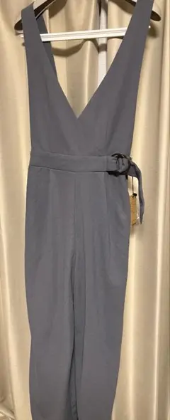 グレー Vネック サロペット ベルト付き