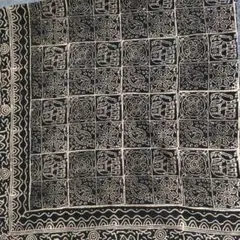 インド綿　象と花模様のコットンファブリック