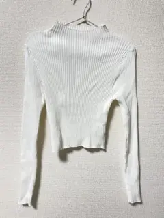 【SHEIN】 ホワイトリブ編みハイネックセーター L【送料込み】