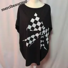 美品☆mercibeaucoup♡オーバーサイズ 半袖Tシャツ チェック柄 黒のサムネイル