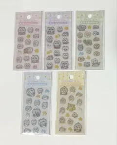ベイビー　ぷっくりシール　ハチワレ　うさぎ　ちいかわ　モモンガ　5点セット