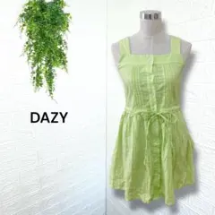 4761 【DAZY】 ワンピース ミニ ノースリーブ ボタンアップ 黄緑 M