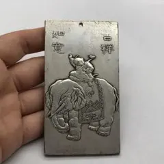 中国古美術 鹿鶴同春 文鎮 金属工芸 浮彫 刻印あり 縁起物 開運風水
